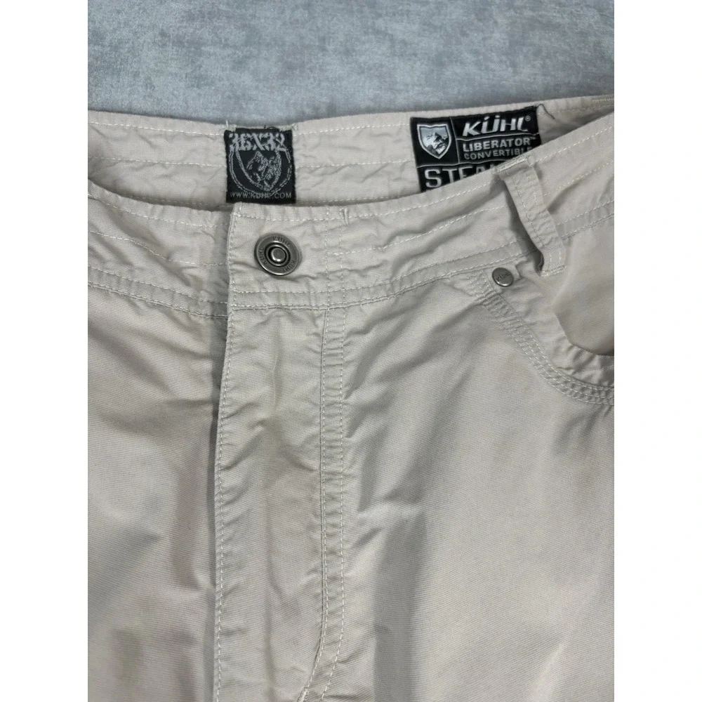 Kuhl Liberator Convertible Stealth Pants Men 36x32 Zip Off Hiking Khaki Nylon